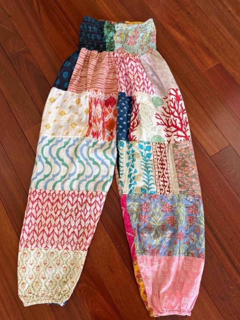 Boho inspired mixed print patchwork joggers - Picture 4 of 4
